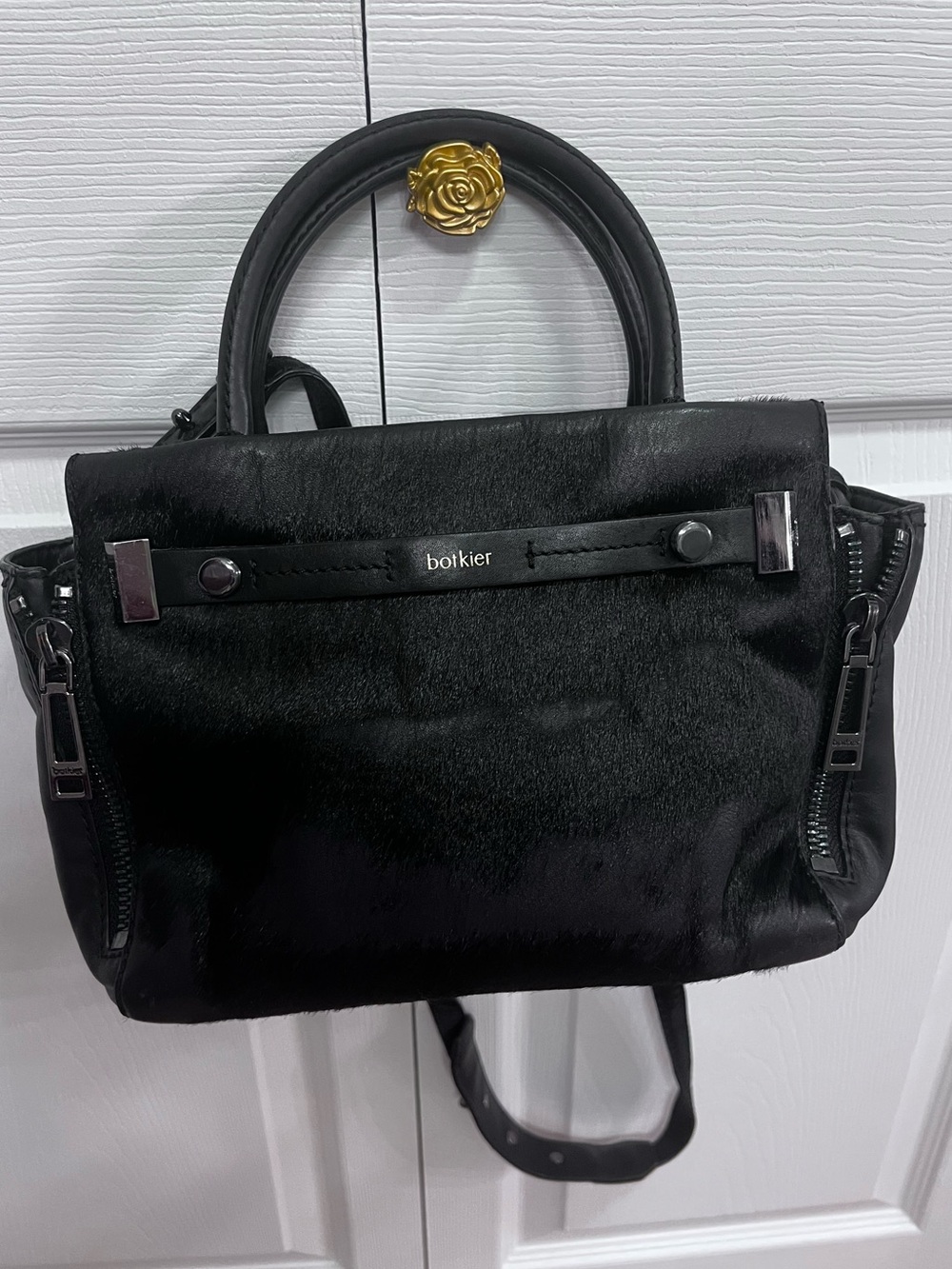 Botkier Black Crossbody Satchel Calf Fur. LIKE NEW!
